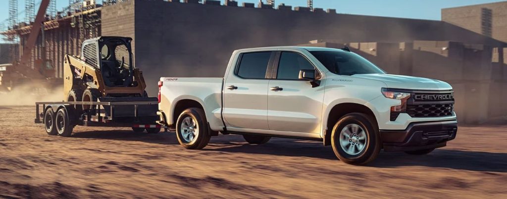 Heavy-duty Silverado hauling equipment.