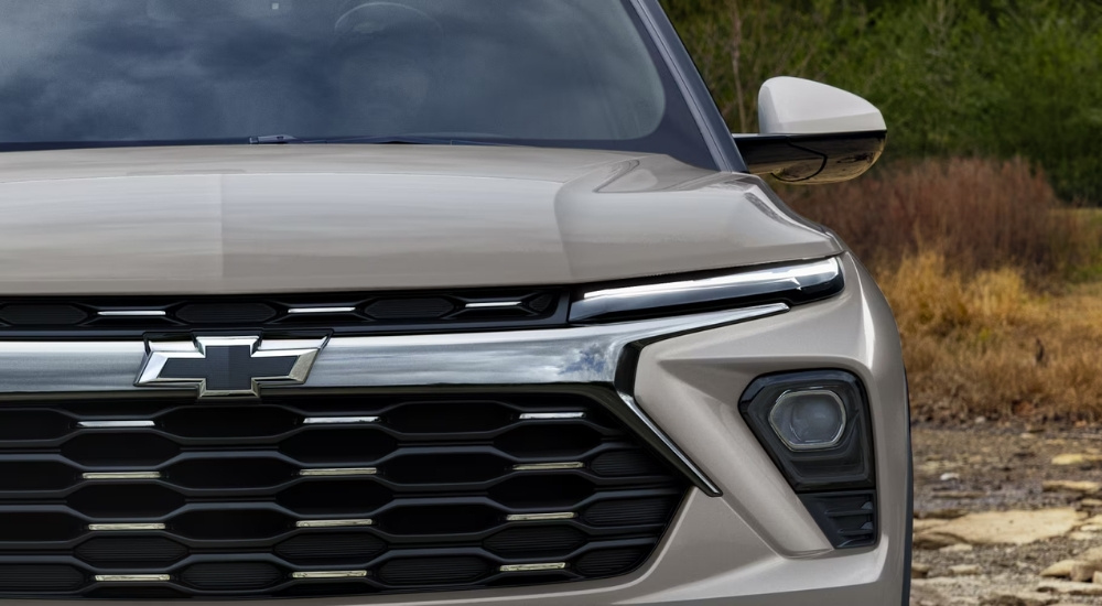 Front of a grey 2026 Chevy Trailblazer for sale near San Antonio .