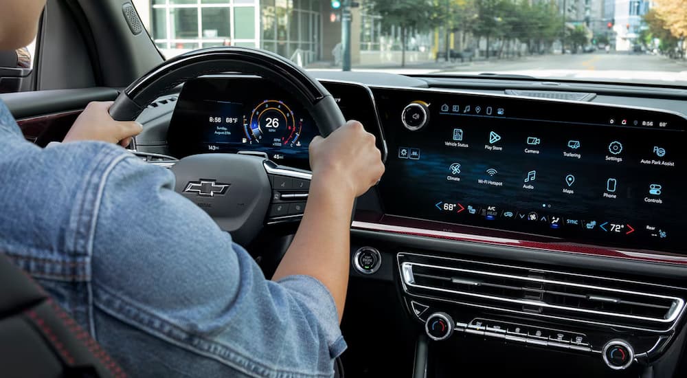 Infotainment and digital gauge cluster on a 2025 Chevy Traverse from a used Chevy Dealer
