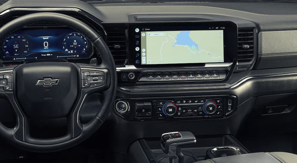 Infotainment display and digital gauge cluster on a 2026 Chevy Silverado 1500