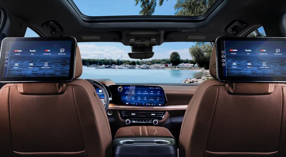 Three infotainment screens in a 2026 Chevy Tahoe.