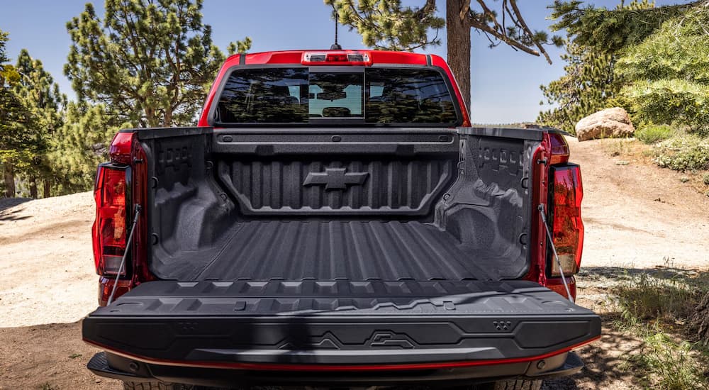 Open bed on a red 2026 Chevy Colorado