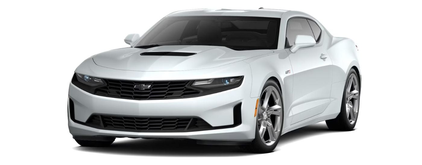 A white 2022 Chevy Camaro 1LT is angled left.
