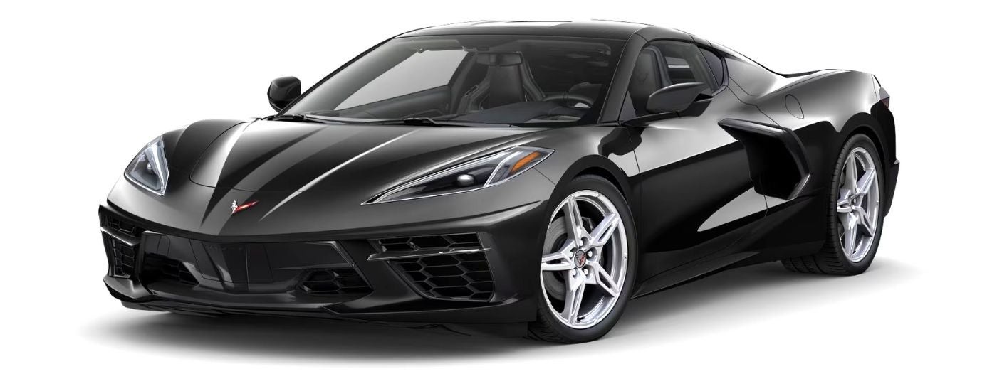 A black 2022 Chevy Corvette 1LT is angled left.