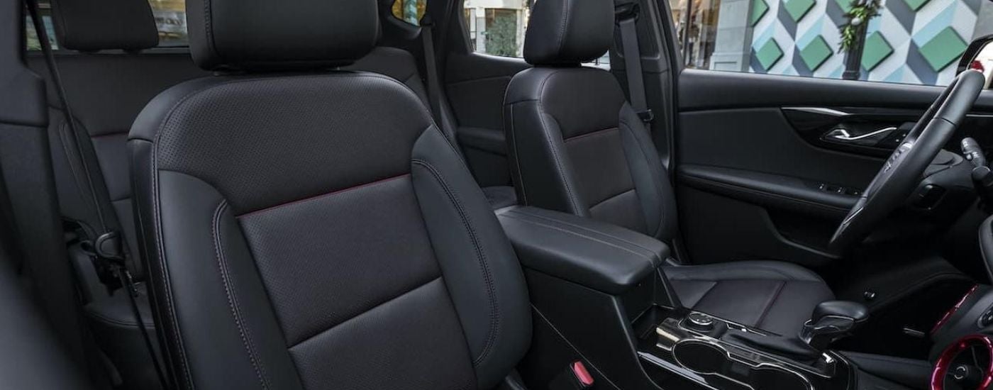 The black interior of a 2022 Chevy Blazer.