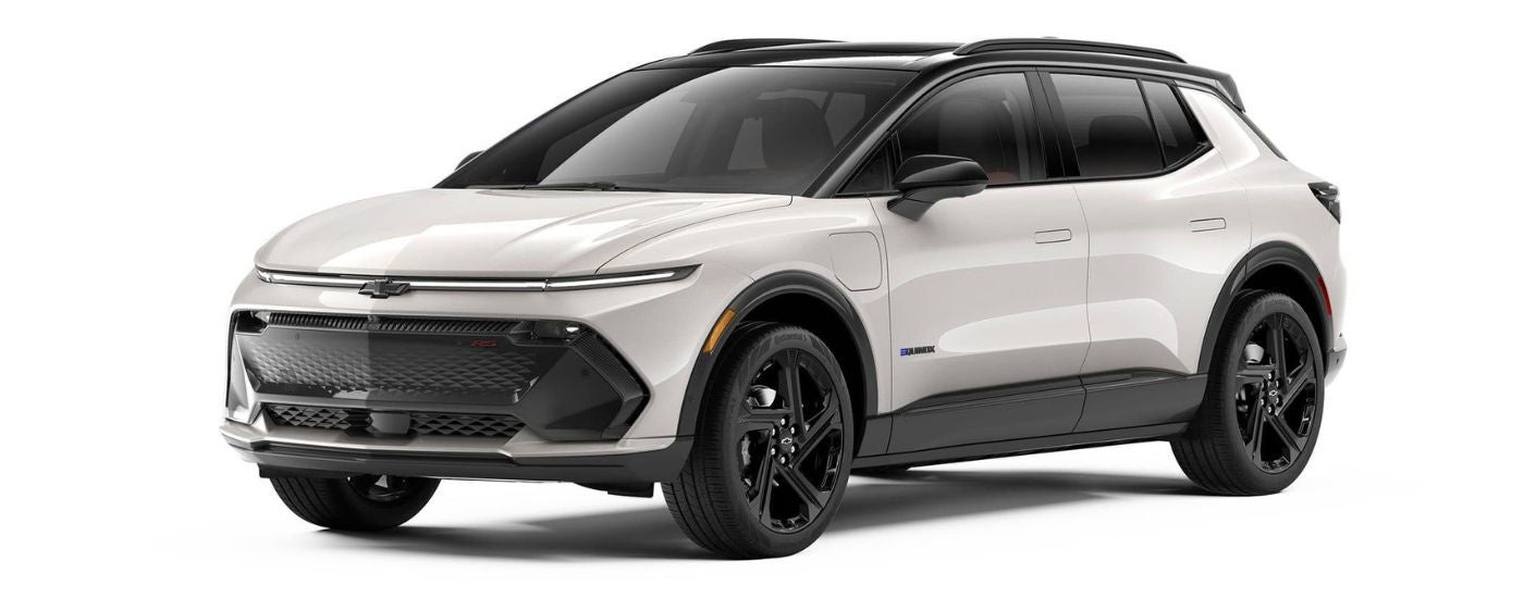 A white 2024 Chevy Equinox EV 3RS angled left.