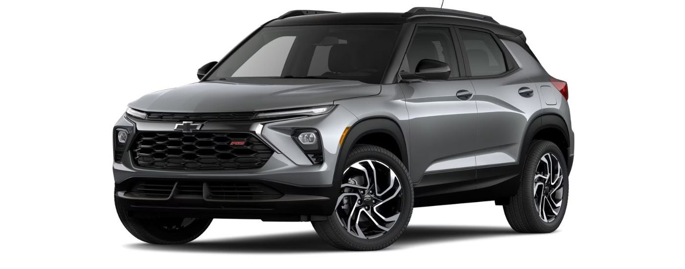 A grey 2024 Chevy Trailblazer RS angled left.