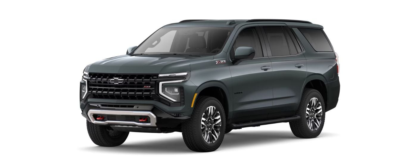 A grey 2025 Chevy Tahoe Z71 angled left.