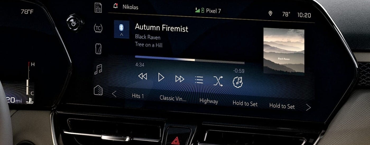 Infotainment screen in a 2025 Chevy Trailblazer.