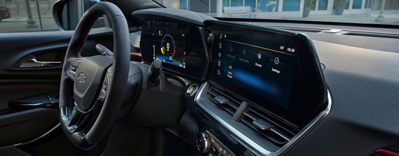 The dashboard and infotainment screen in a 2025 Chevy Trax.