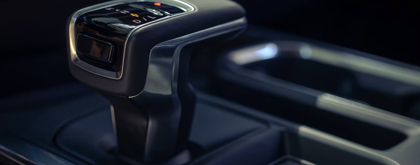 Shifter in the center console of a 2026 Chevy Silverado 1500