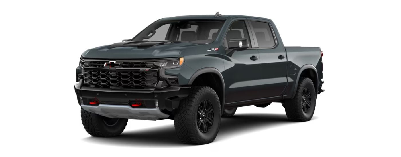 Green 2026 Chevy Silverado 1500 ZR2 Bison angled left