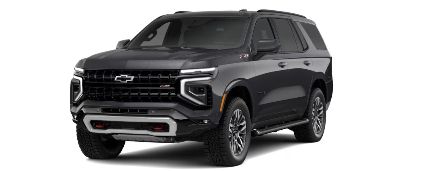 A black 2026 Chevy Tahoe angled left.