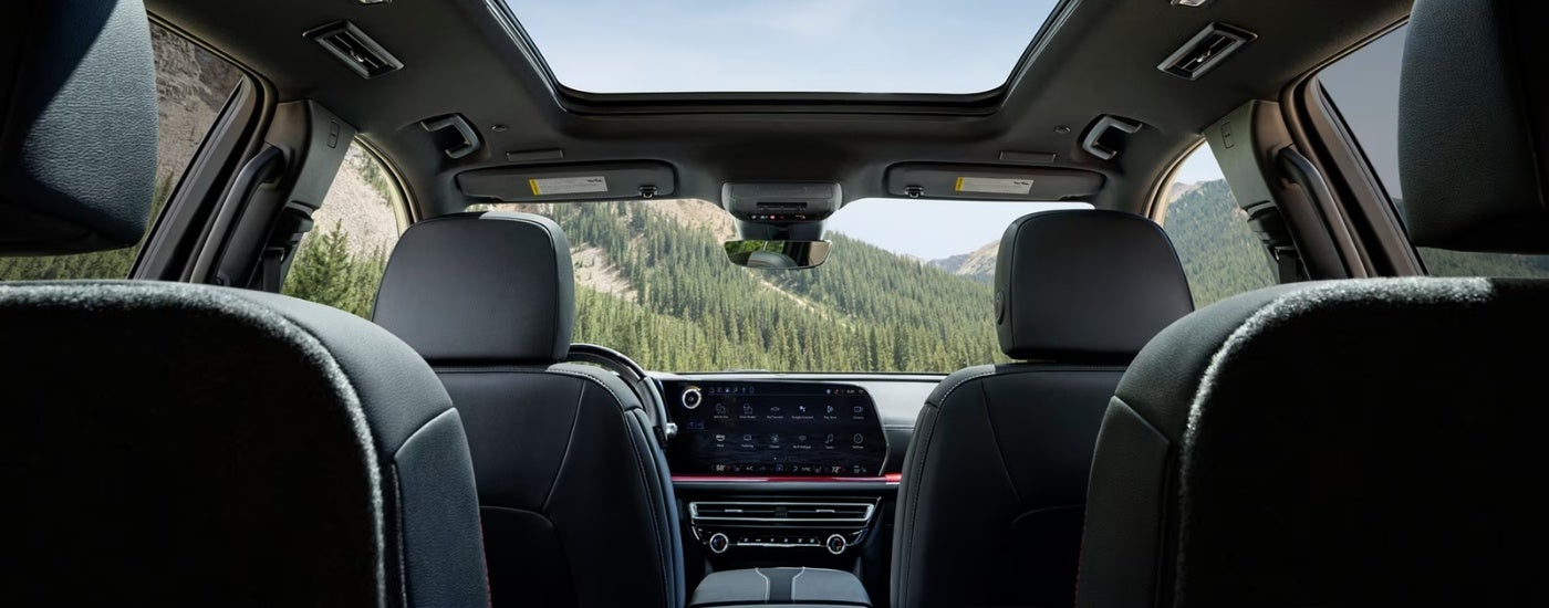 The black interior of a 2026 Chevy Traverse.