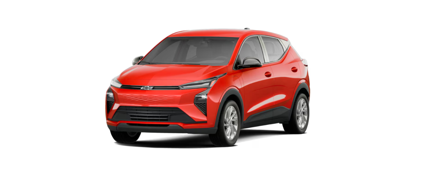 A red 2027 Chevy Bolt model