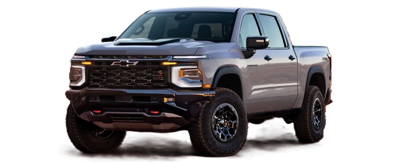 A silver 2027 Chevy Silverado 1500 ZR2 model.