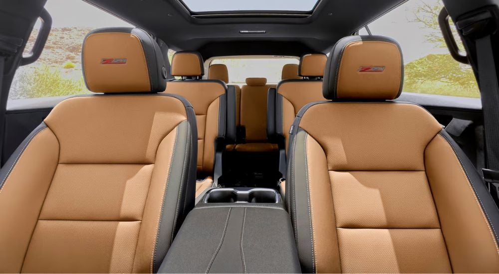 Tan 3-row seating in a 2027 Chevy Traverse Z71.