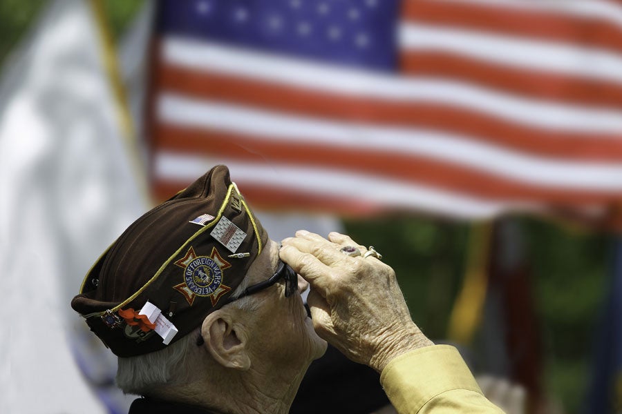 Military veteran saluting